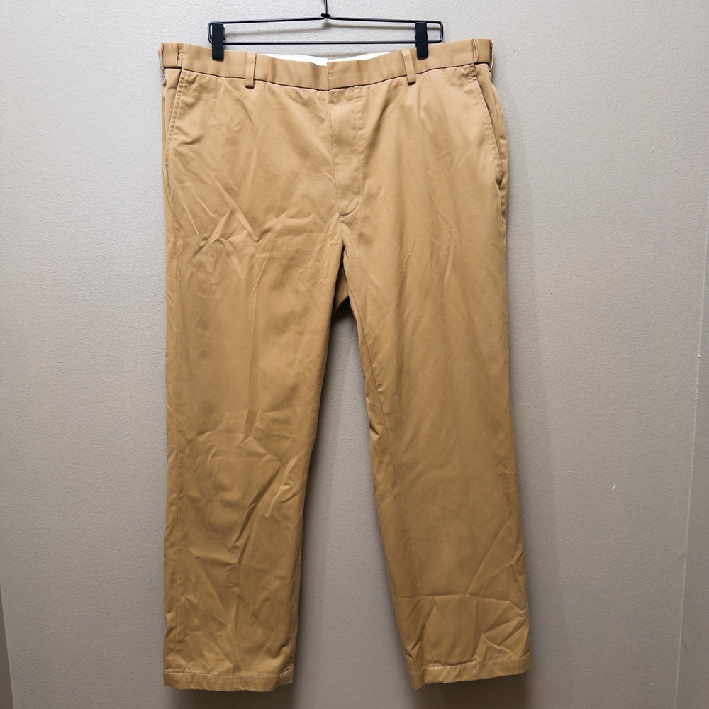 Orvis Mens Tan Khaki Stretch Cotton Chino Pants Size 40 3BY5 Flat Front
